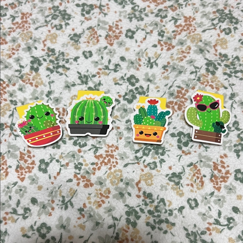 Gently Used Cactus Magnetic Bookmarks, Set of 4